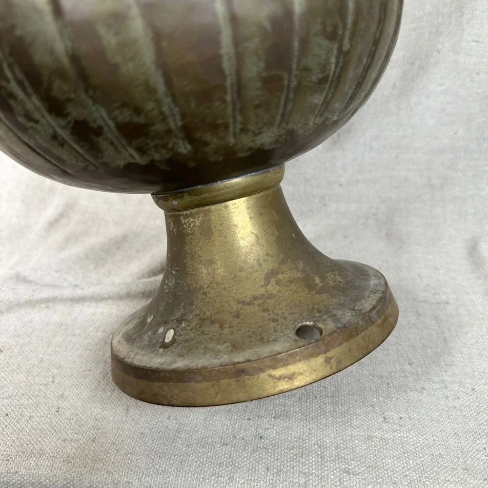 Vintage Brass Bow and Garland Urn Vase Footed Planter with Handles Patina‎